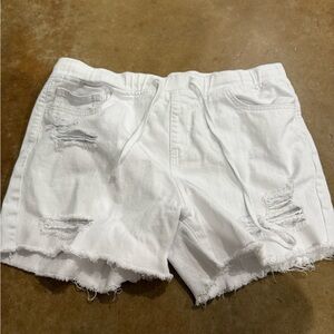 YMI White Jean Shorts Distressed Frayed Hem